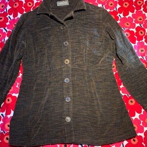 Su-Zen Velour Button Down Top